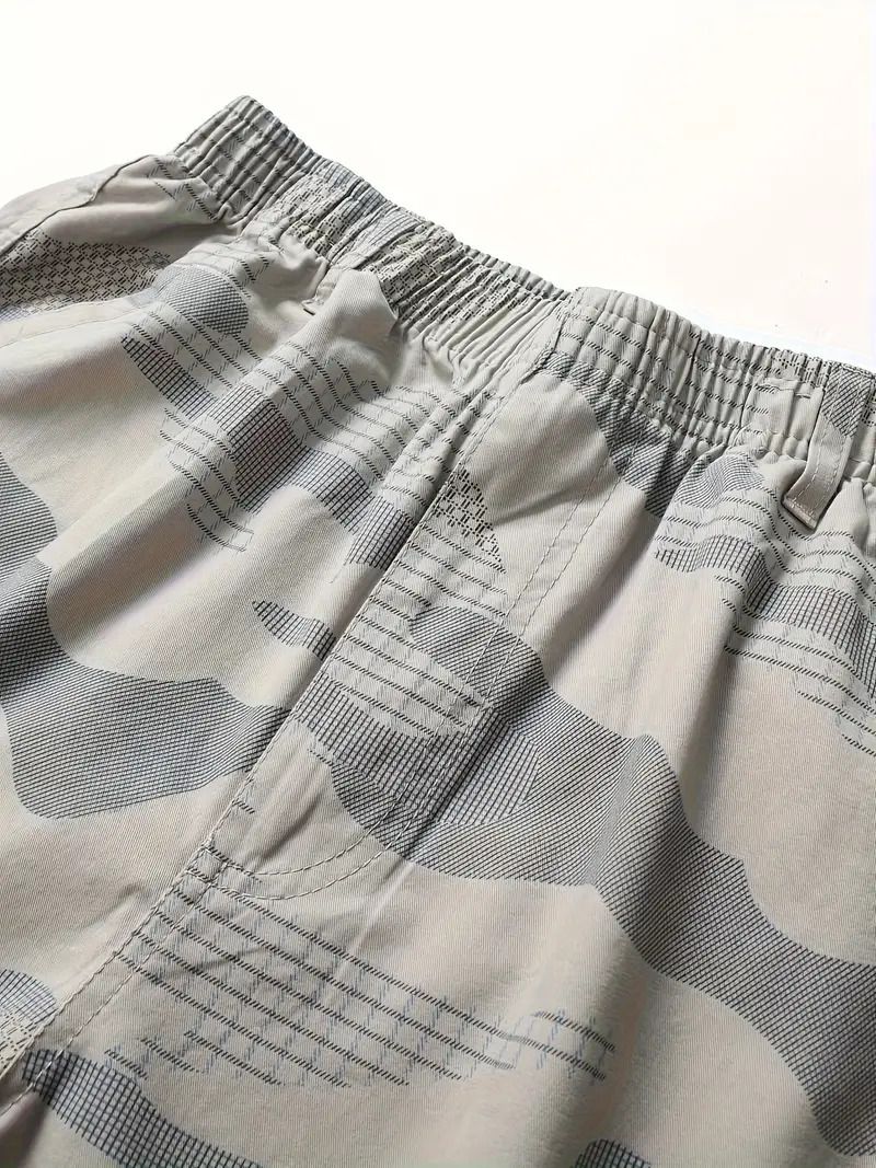 FABRIPPLE Light Grey Camouflage Cargo Shorts for Men - Image 4